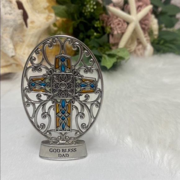 GANZ Other Ganz God Bless Dad Stained Glass Cross Figurine Poshmark
